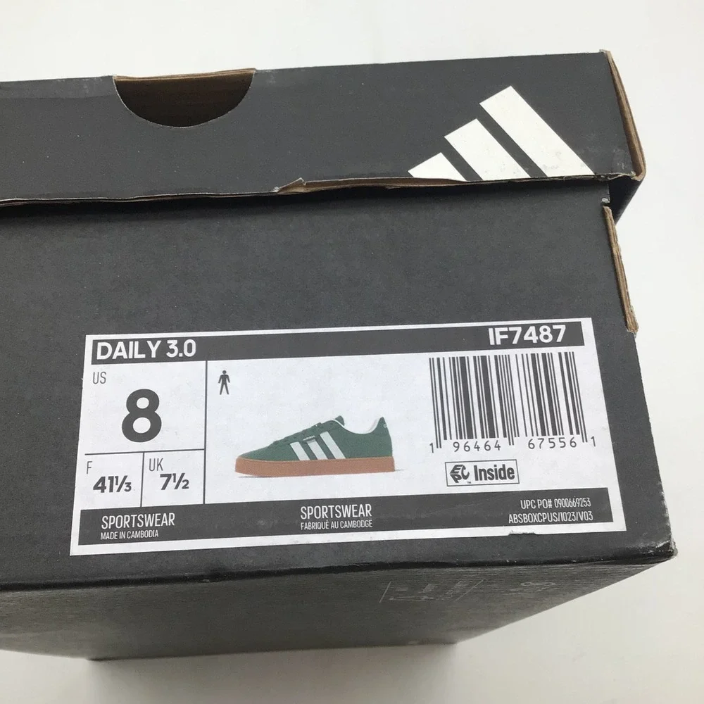 Adidas Daily 3.0 Mens Green Canvas Gum Sole Sneakers‎ IF7487 Size 8 NEW - Picture 7 of 7